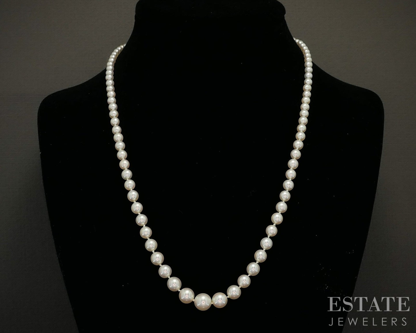 14k White Gold 3.3-7.8mm Cultured Pearl Graduated Ladies Necklace 21"L p17062b