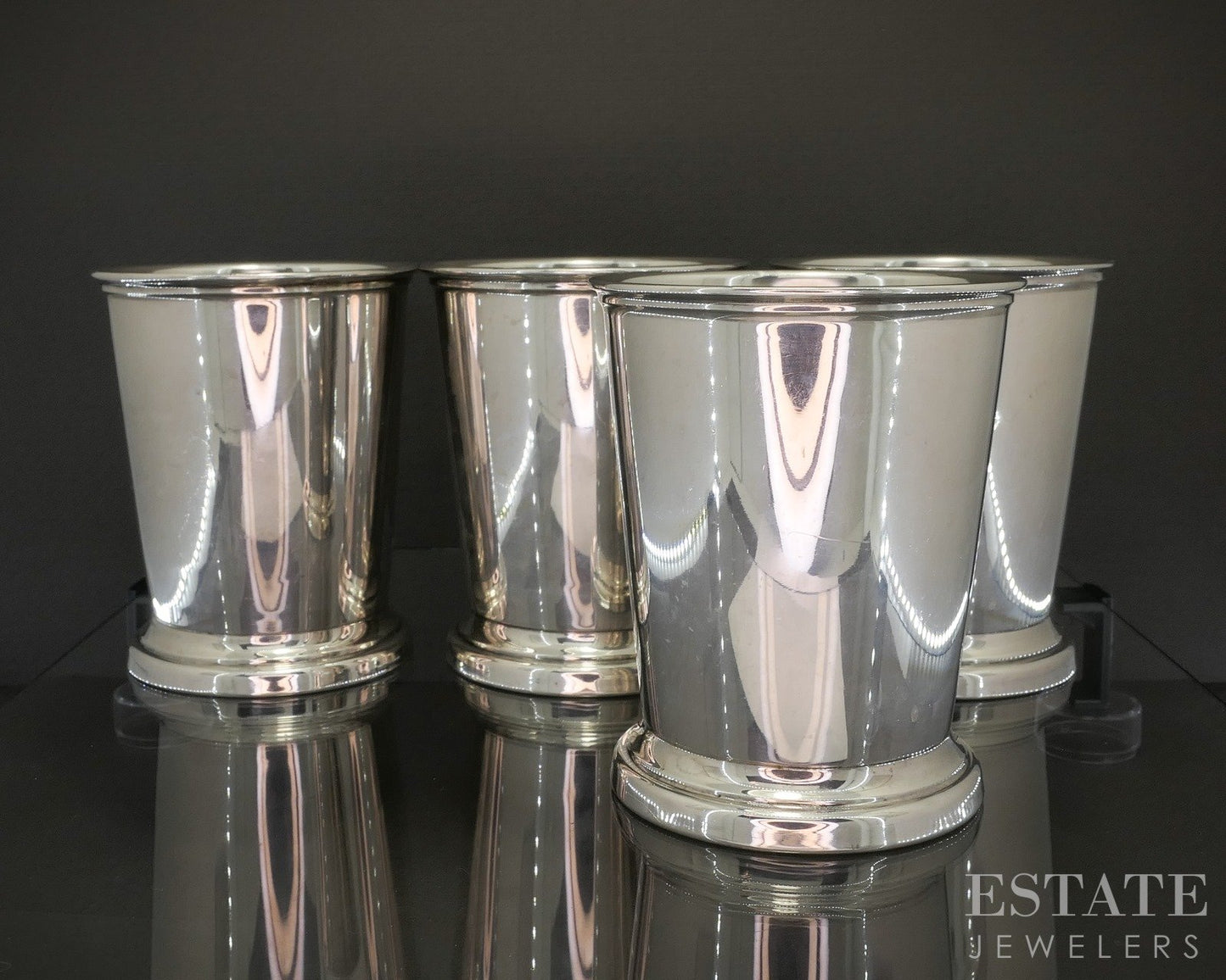 Mid-Century Sterling Silver Poole 58 Mint Julip Cup Set of 4 384g p21910