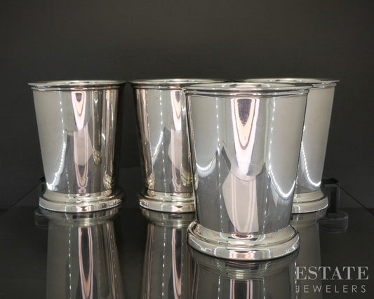 Mid-Century Sterling Silver Poole 58 Mint Julip Cup Set of 4 384g p21910