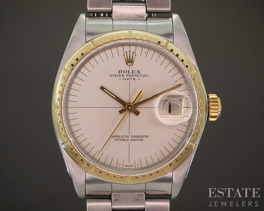 1971 Rolex Oyster Perpetual Date 1512 Zephyr Dial 14k Stainless Watch p21655