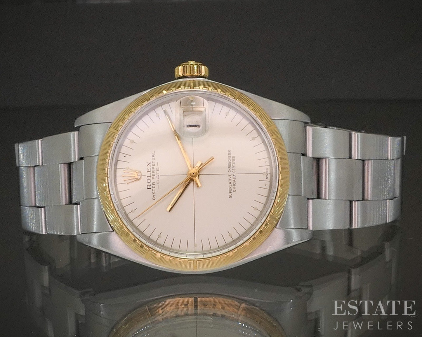 1971 Rolex Oyster Perpetual Date 1512 Zephyr Dial 14k Stainless Watch p21655