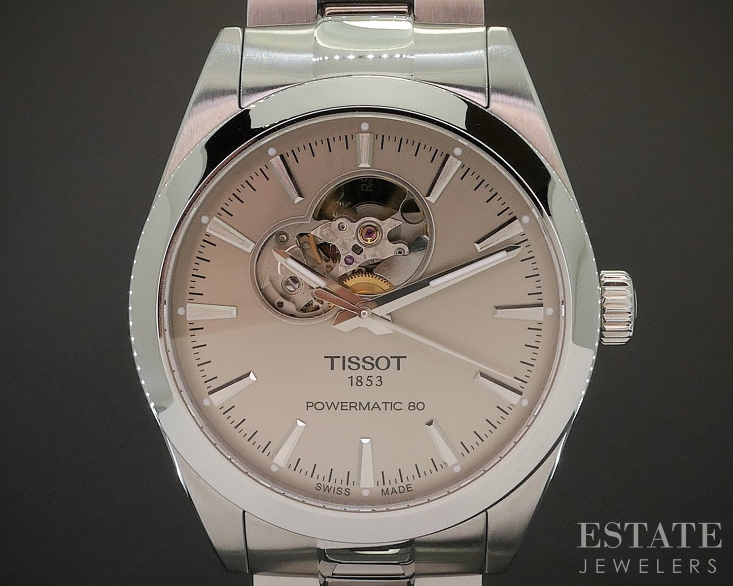 Tissot Open Heart Powermatic 80 Stainless Automatic Silver Mens Watch p17142