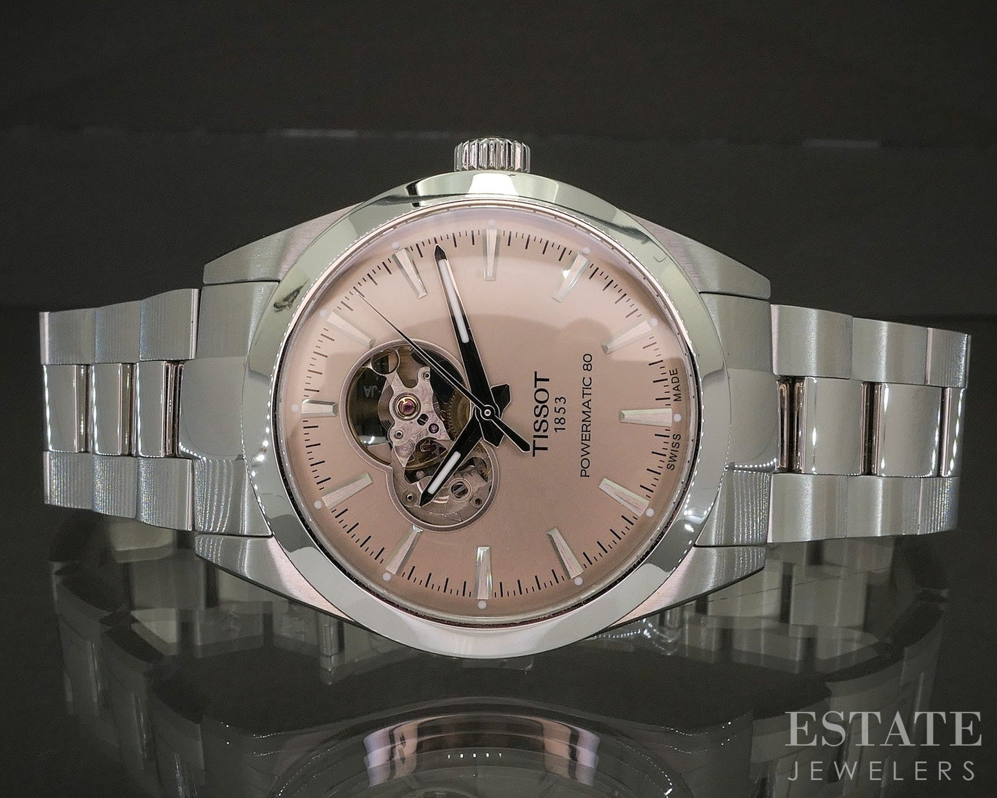 Tissot Open Heart Powermatic 80 Stainless Automatic Silver Mens Watch p17142