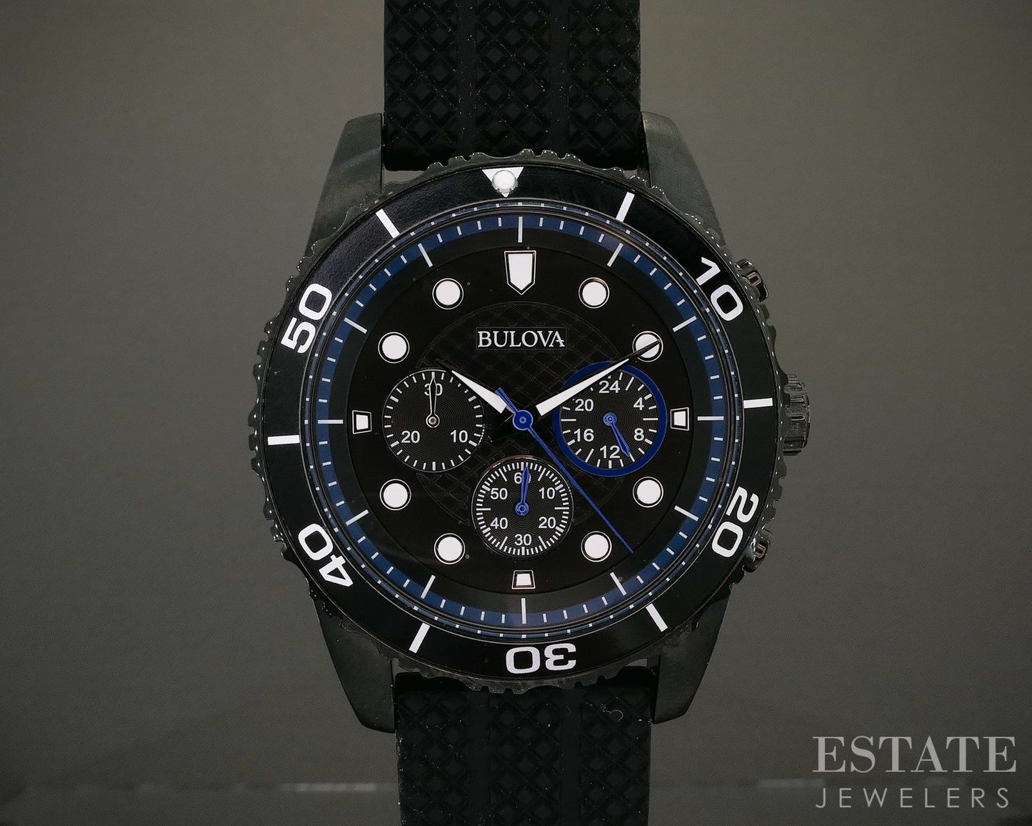 Bulova Sports Chronograph Quartz Black Silicone 98A211 Men Watch p21923
