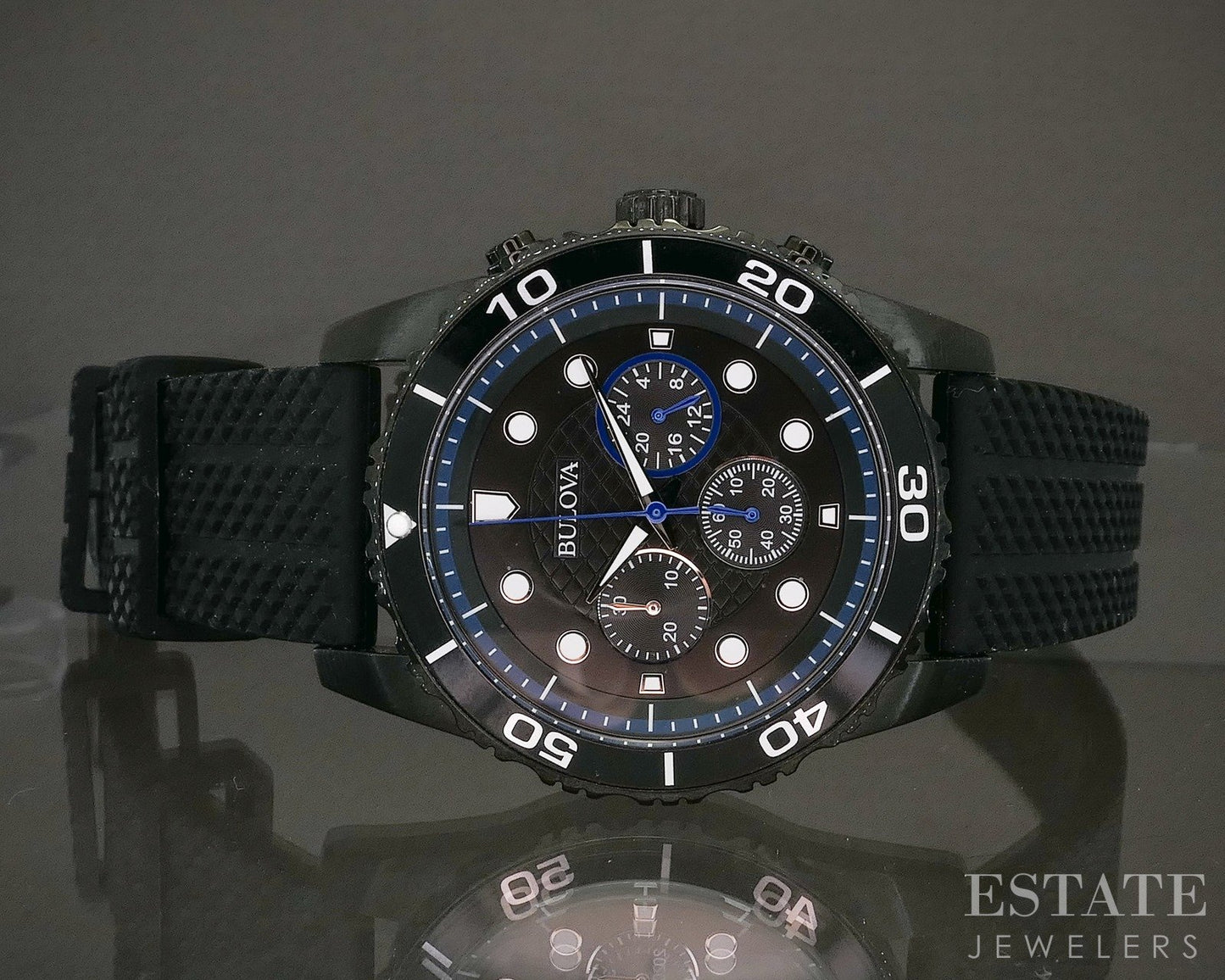 Bulova Sports Chronograph Quartz Black Silicone 98A211 Men Watch p21923
