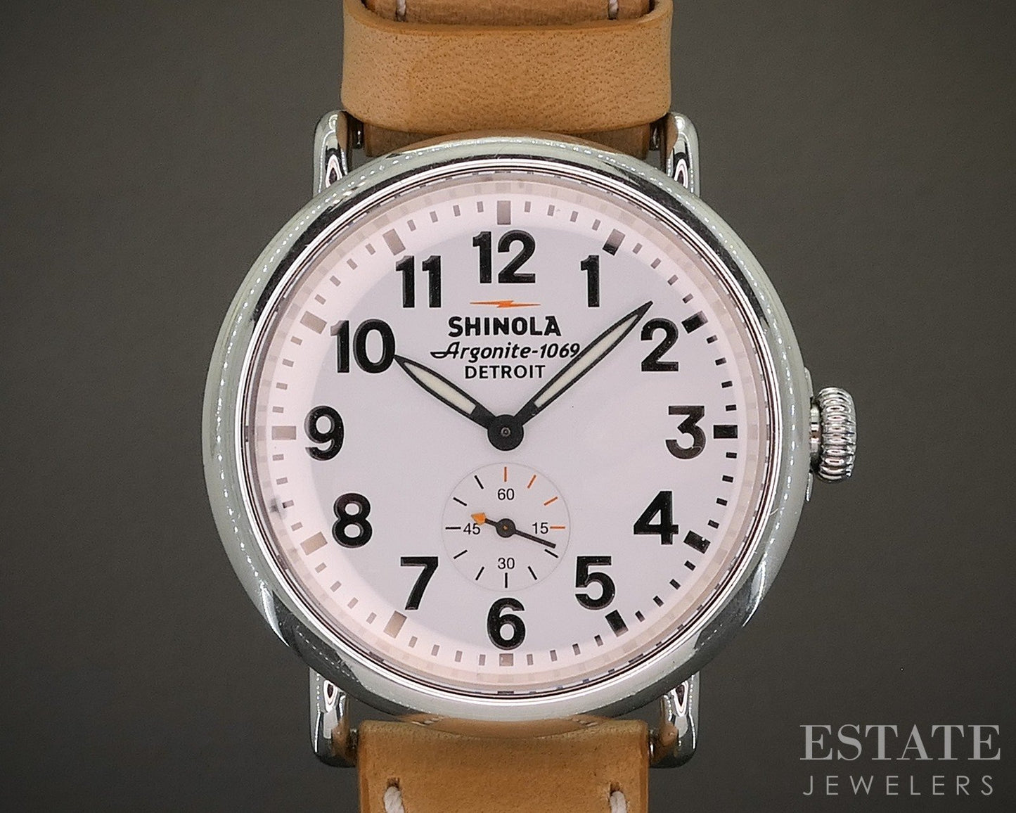 Shinola Runwell 41mm Stainless Steel Brown Strap Mens Watch p17141