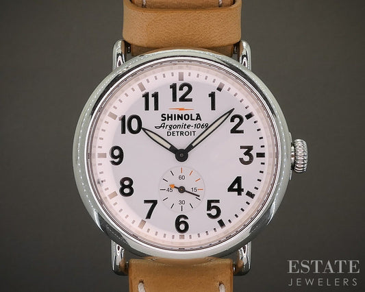 Shinola Runwell 41mm Stainless Steel Brown Strap Mens Watch p17141