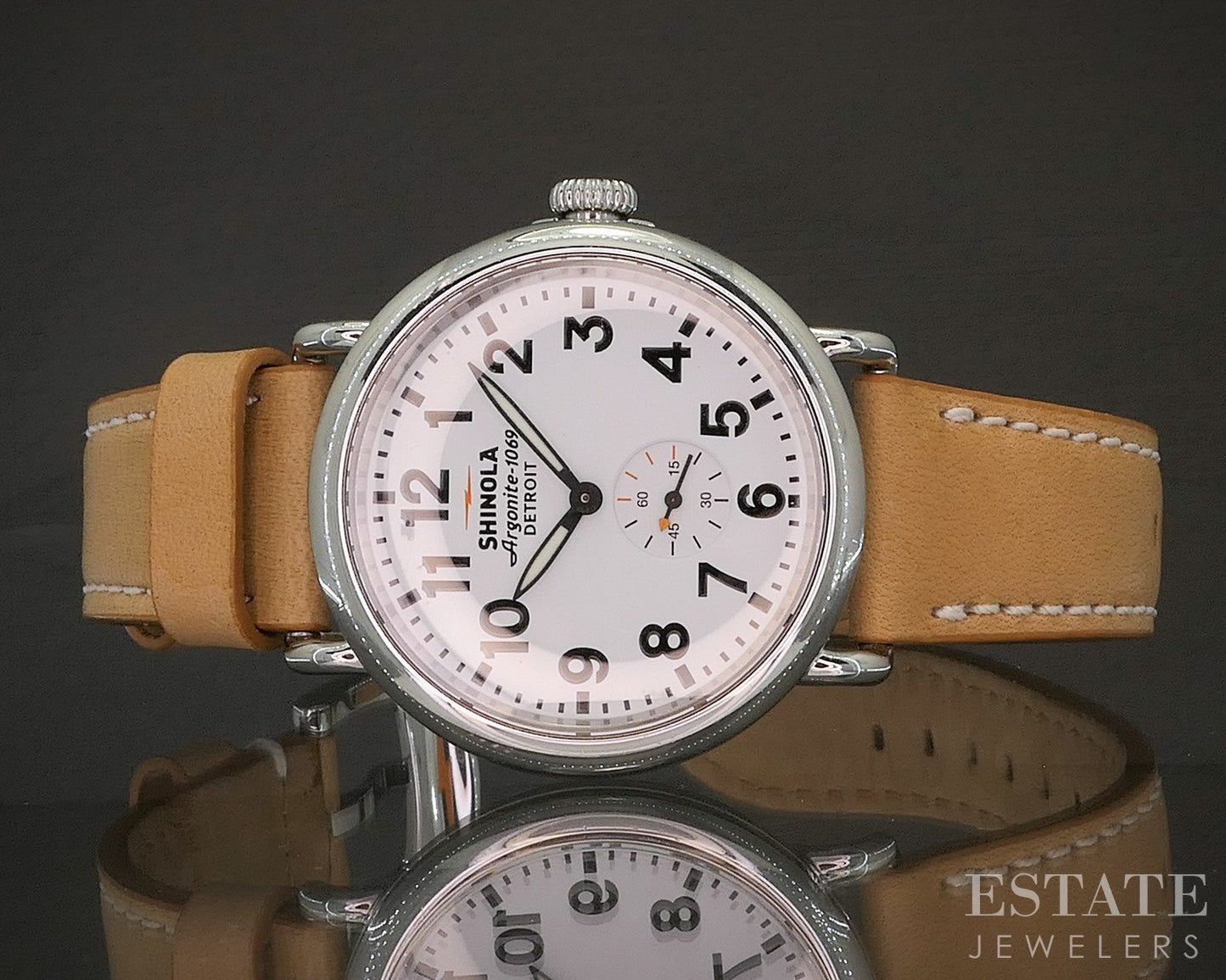 Shinola Runwell 41mm Stainless Steel Brown Strap Mens Watch p17141
