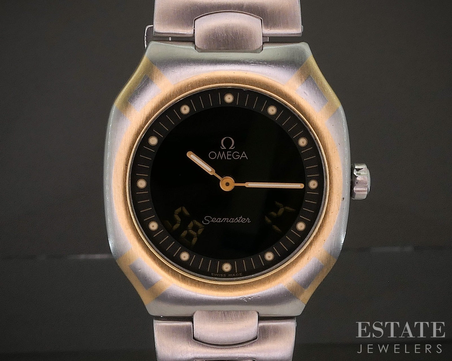 Vintage Omega Seamaster Polaris 18k & Stainless Digital Mens Watch p21211