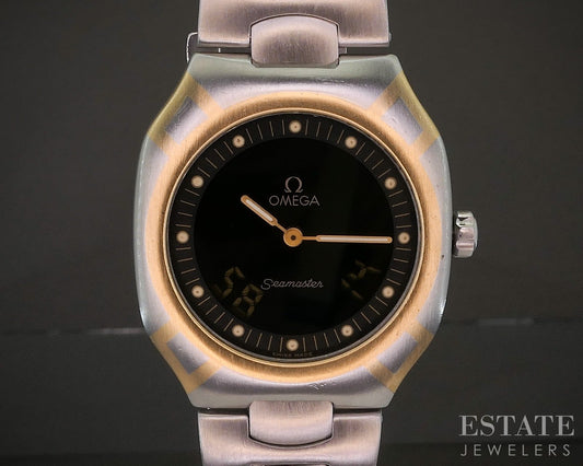 Vintage Omega Seamaster Polaris 18k & Stainless Digital Mens Watch p21211