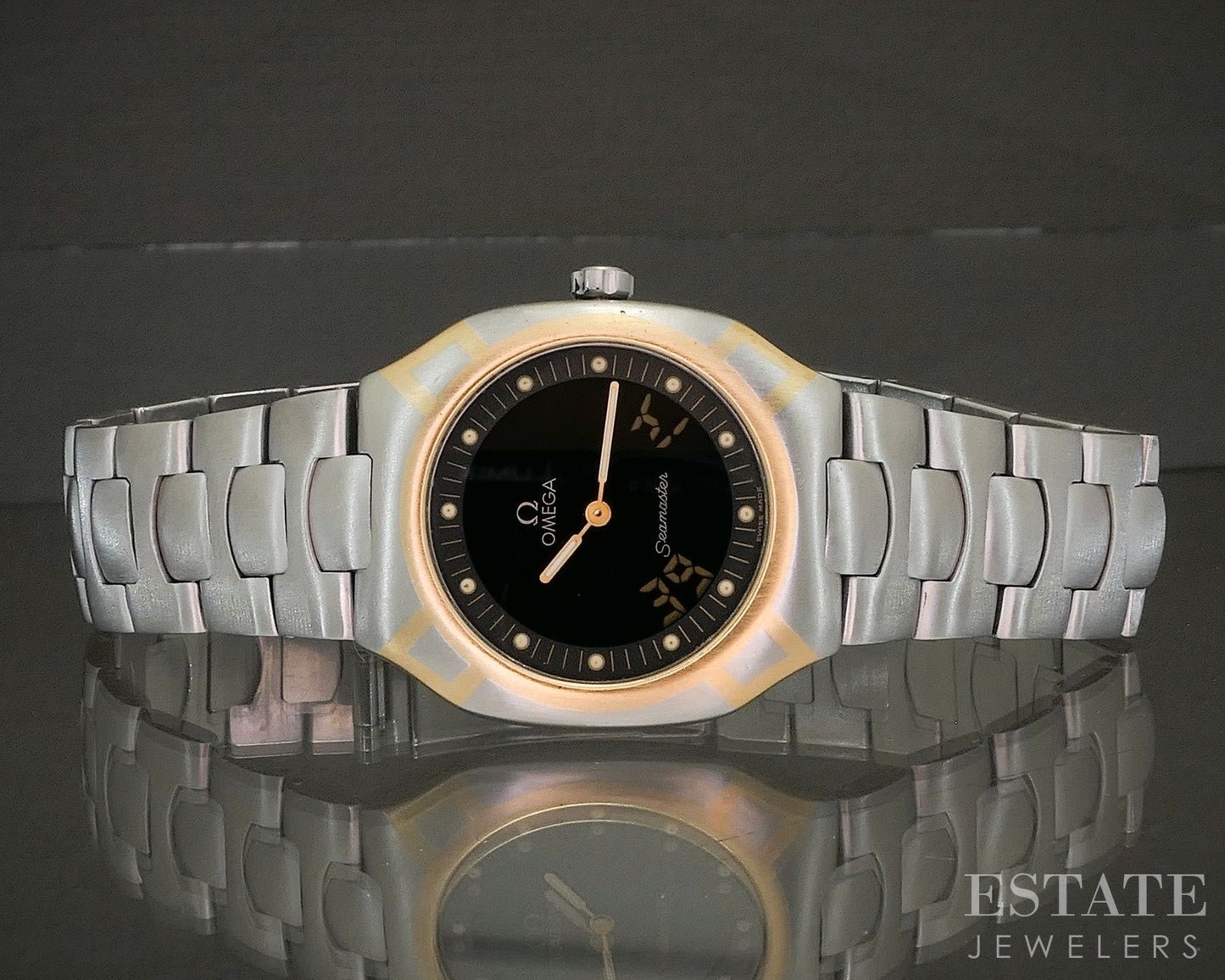Vintage Omega Seamaster Polaris 18k & Stainless Digital Mens Watch p21211