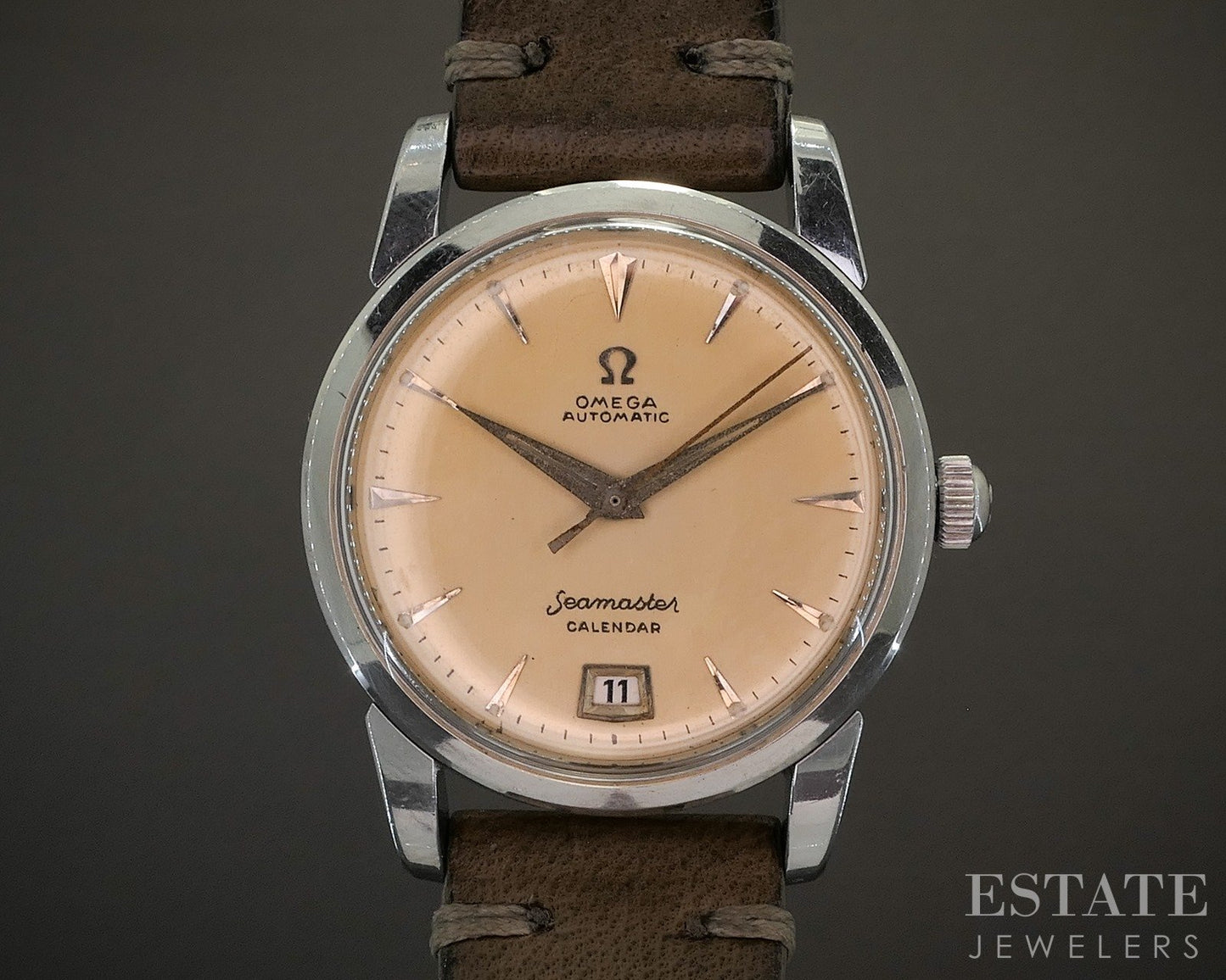 Vintage 1954 Omega Seamaster Calendar Stainless Cal. 355 Mens Watch p20232