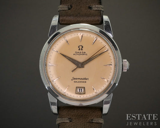 Vintage 1954 Omega Seamaster Calendar Stainless Cal. 355 Mens Watch p20232