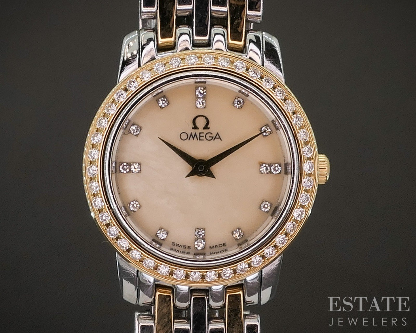 Omega 18k Stainless MOP Natural Diamond 695.1055 Ladies Watch p16605