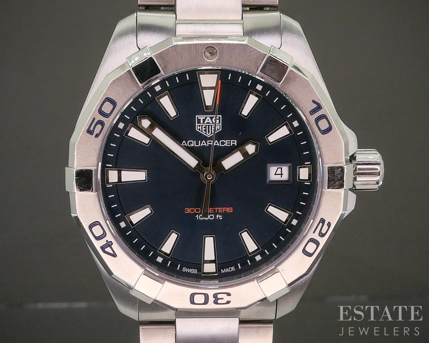 Tag Heuer Aquaracer Date WBD1112 Blue Dial Stainless Mens Watch p21933