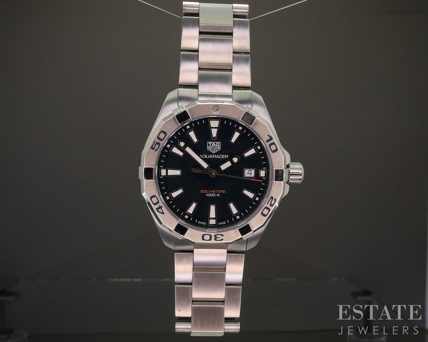 Tag Heuer Aquaracer Date WBD1112 Blue Dial Stainless Mens Watch p21933