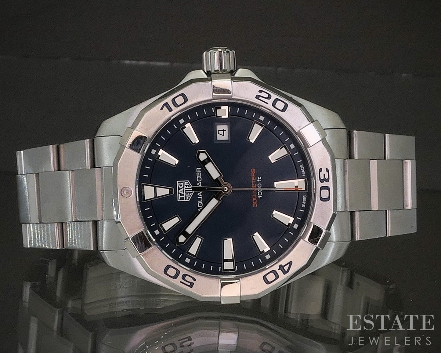 Tag Heuer Aquaracer Date WBD1112 Blue Dial Stainless Mens Watch p21933