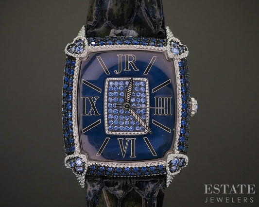 Judith Ripka Blue CZ Leather Strap Quartz Ladies Watch p21951