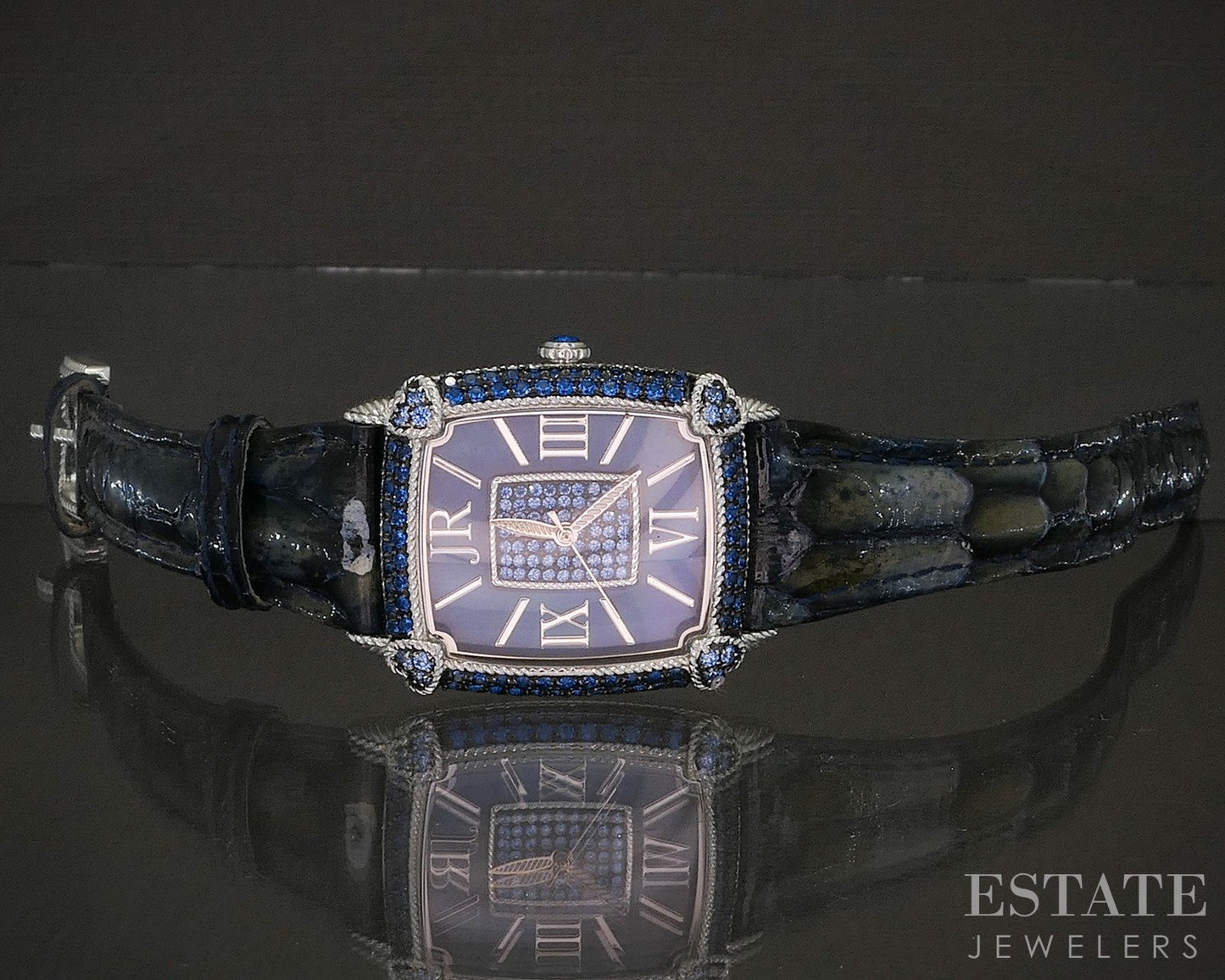 Judith Ripka Blue CZ Leather Strap Quartz Ladies Watch p21951