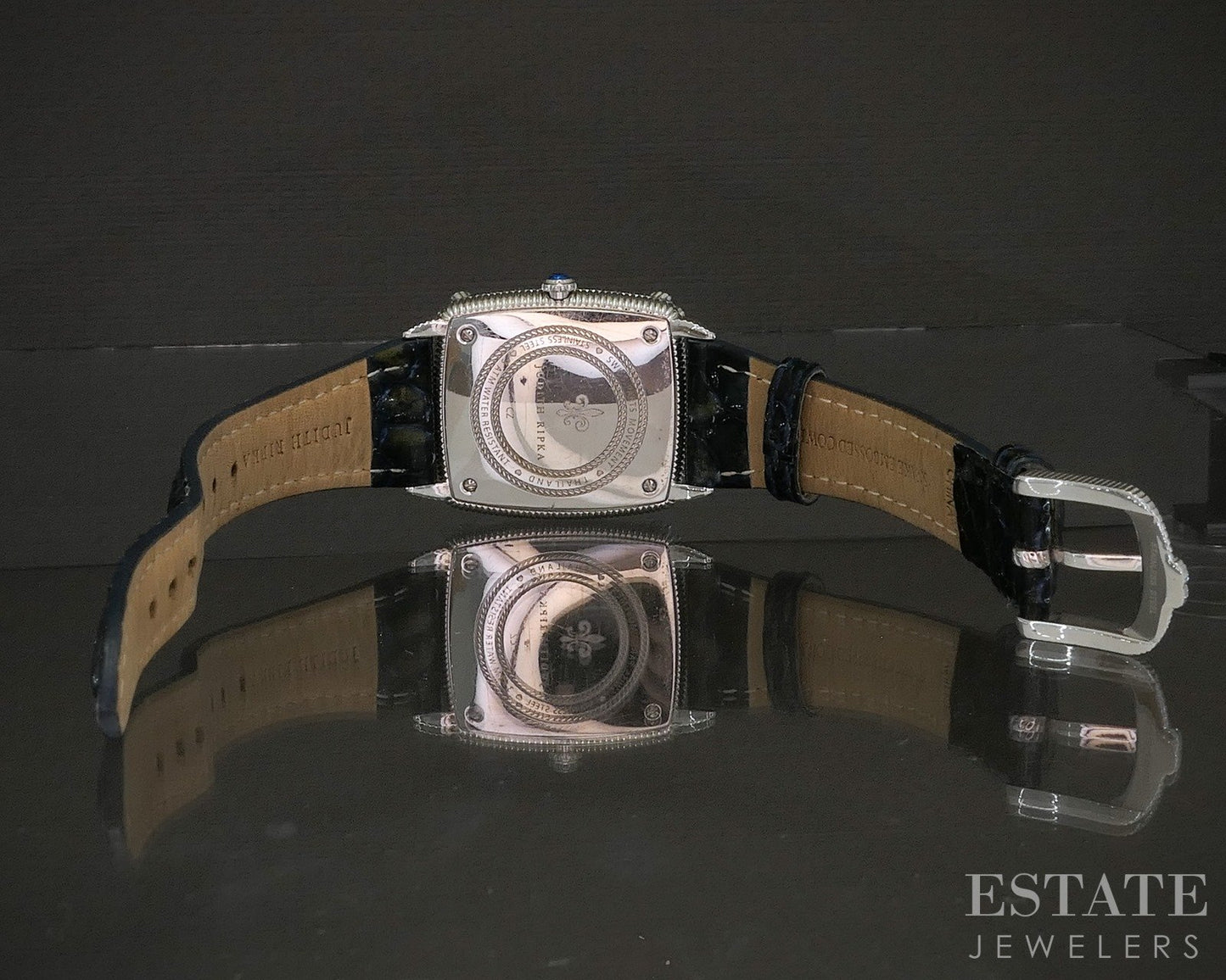 Judith Ripka Blue CZ Leather Strap Quartz Ladies Watch p21951
