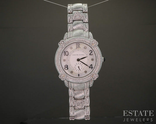 Judith Ripka CZ Mother of Pearl Bracelet Heart Quartz Ladies Watch p21952