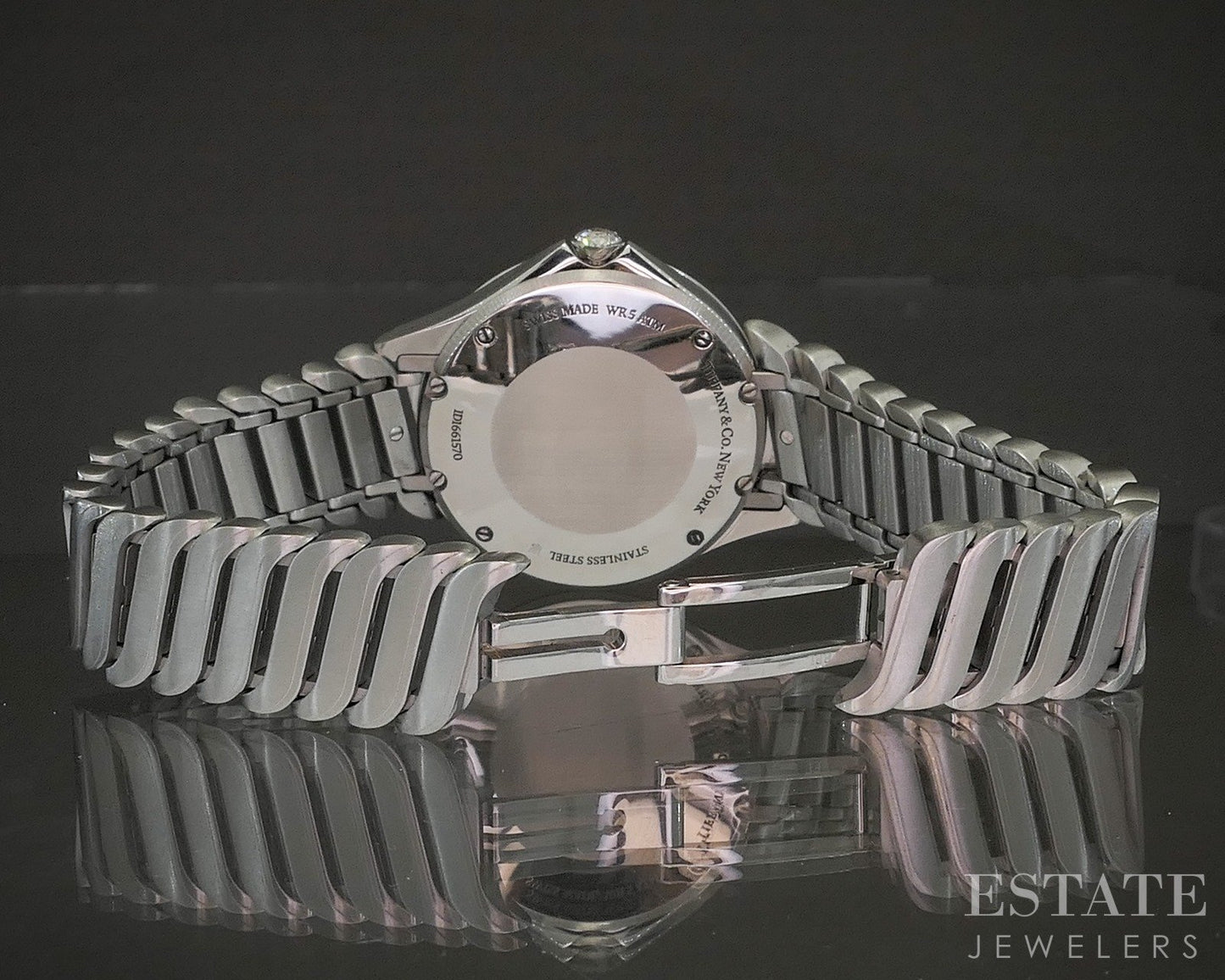Tiffany & Co. Metro 2-Hand Blue Natural .75ctw Diamond Ladies Watch p83385