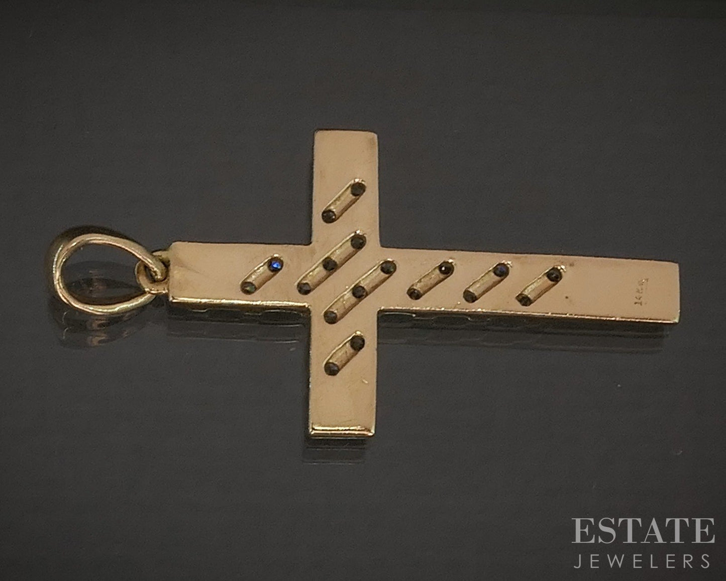 14k Yellow Gold Natural Diamond Cross Ladies Pendant 2.4g p17505b