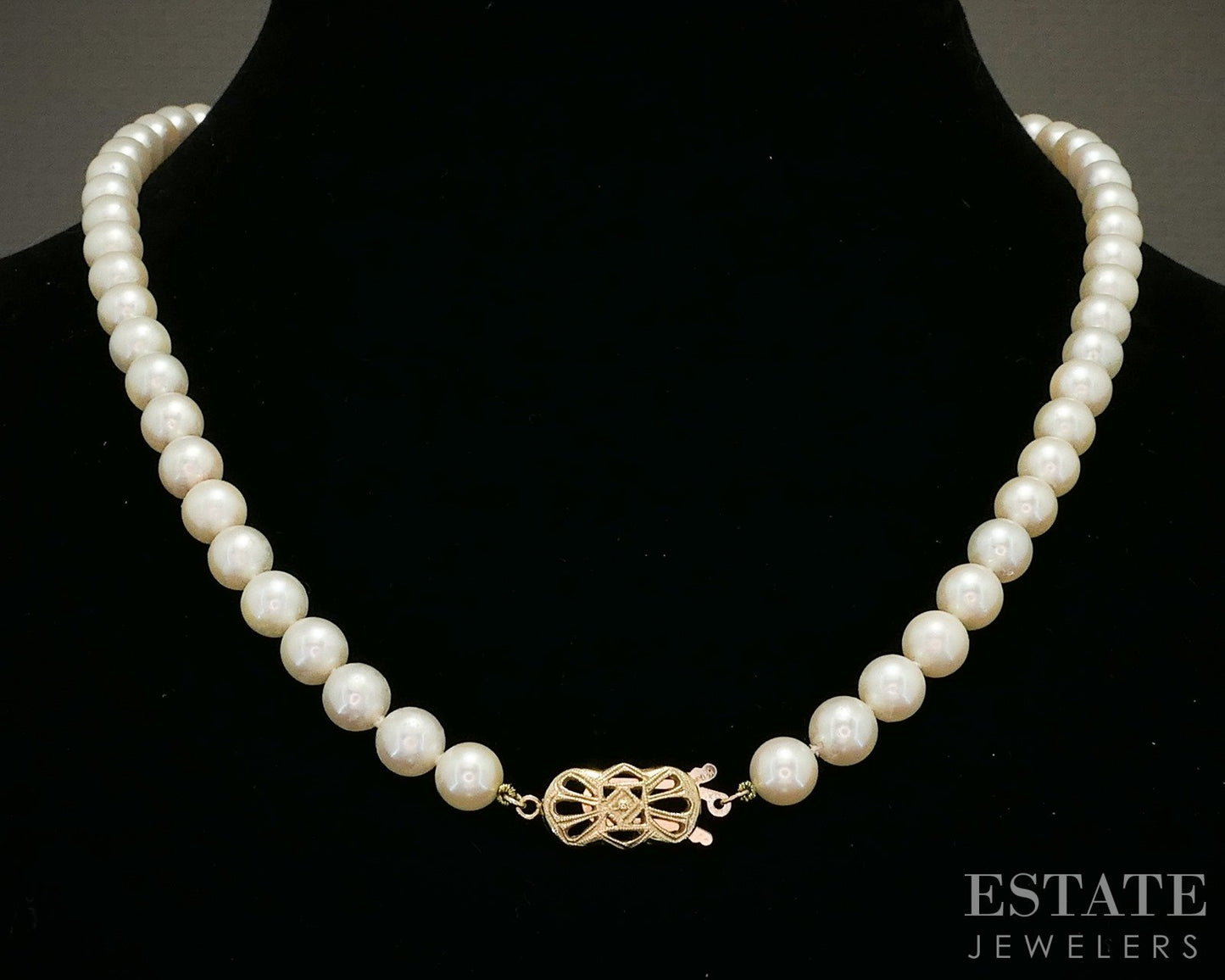 14k Yellow Gold 6.7mm Cultured Akoya Pearl Ladies Necklace 18"L p16711b