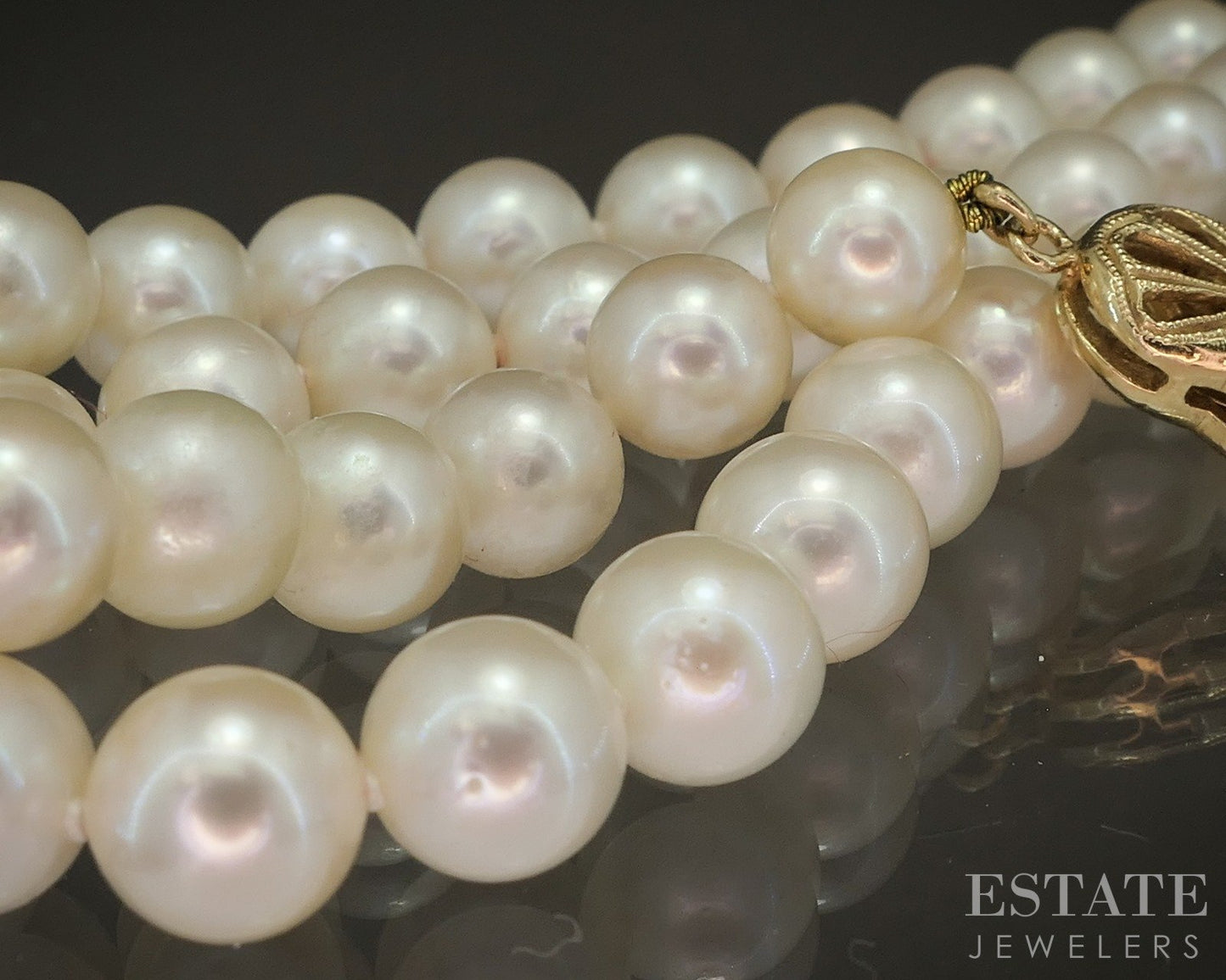 14k Yellow Gold 6.7mm Cultured Akoya Pearl Ladies Necklace 18"L p16711b