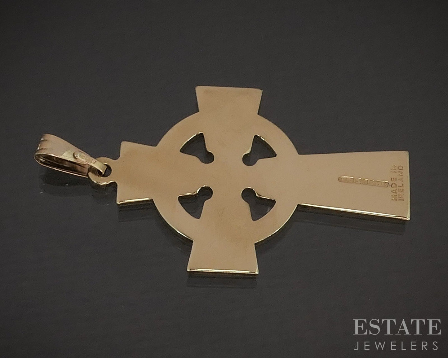 Antique 9k Yellow Gold Irish Celtic Cross Charm Pendant 3.8g p16712b