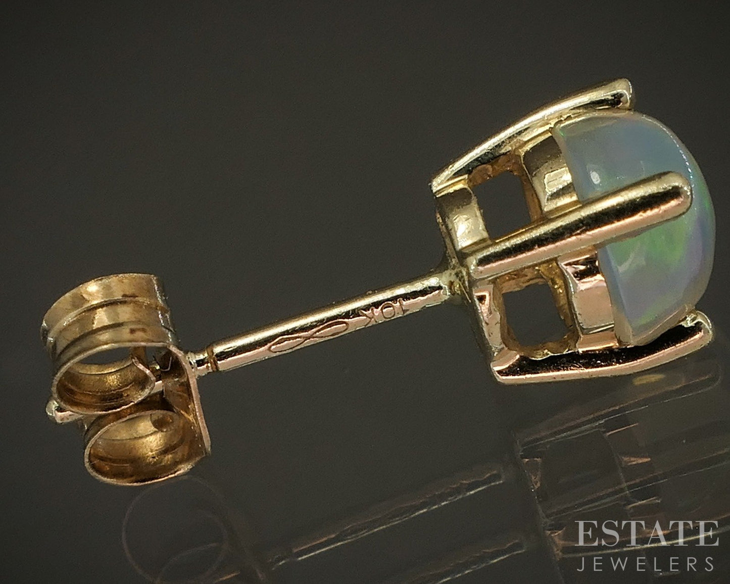 10k Yellow Gold 5mm Natural Jelly Opal Stud Earrings p16901b