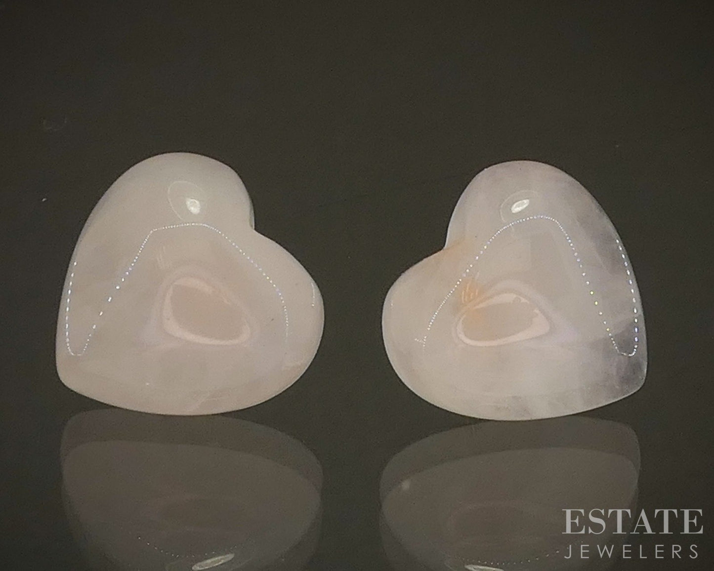 14k Yellow Gold Heart Natural Rose Quartz Stud Earrings 2.8g p17524b