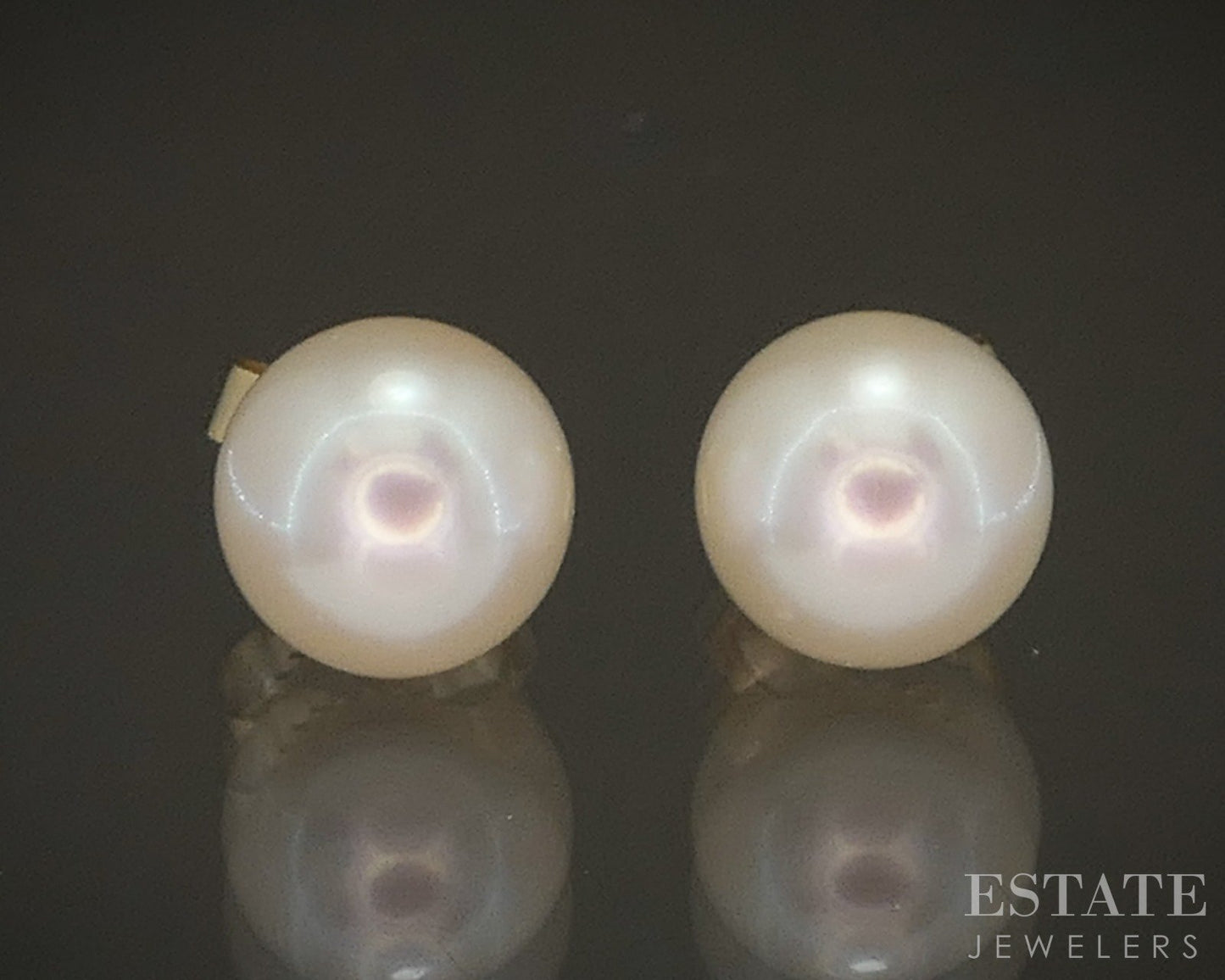 14k Yellow Gold 6.4mm Akoya Pearl Stud Ladies Earrings p17828b