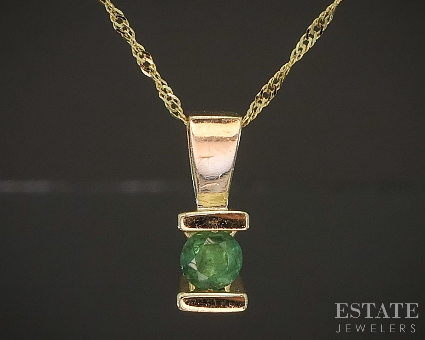 10k Yellow Gold Natural Emerald Ladies Necklace 1.6g 20"L p17192b
