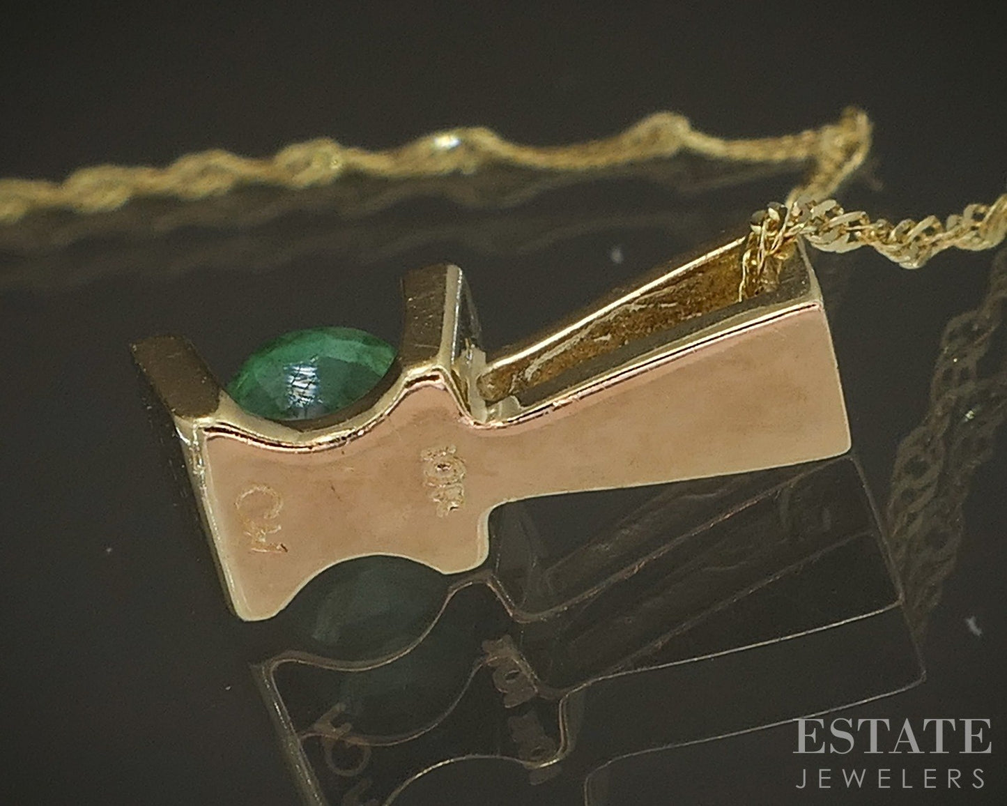 10k Yellow Gold Natural Emerald Ladies Necklace 1.6g 20"L p17192b