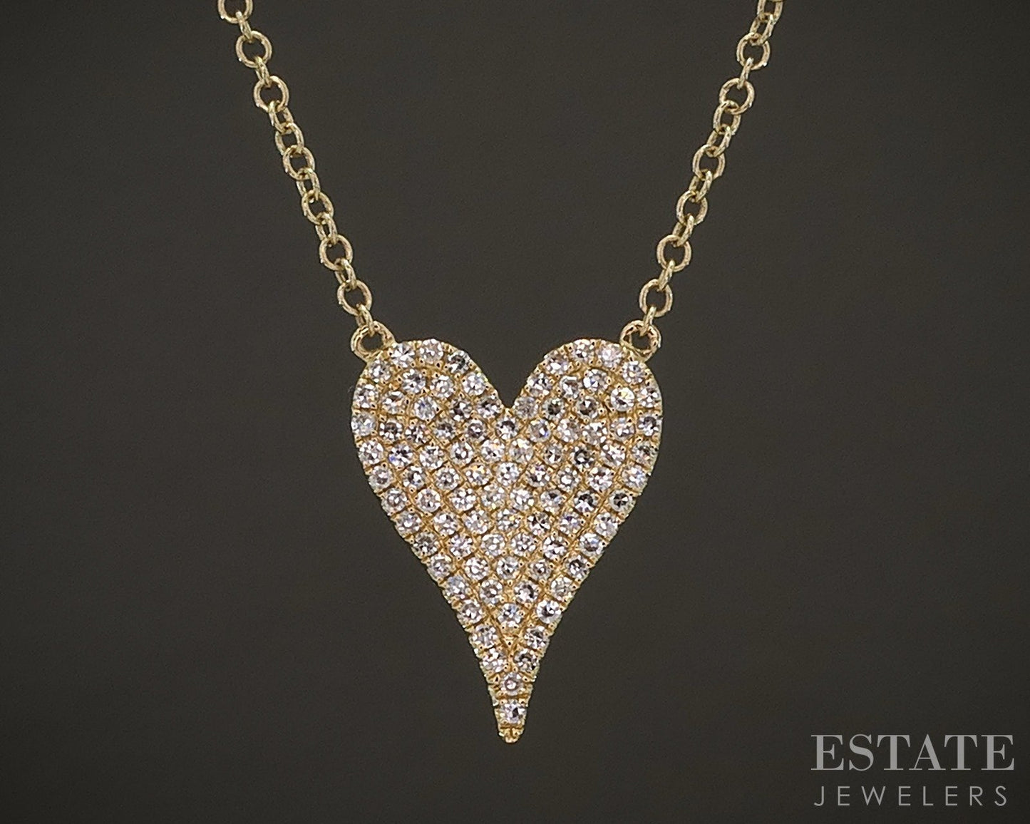 14k Yellow Gold Shy Creations Natural Diamond Heart Necklace 2.4g 18"L p17918b