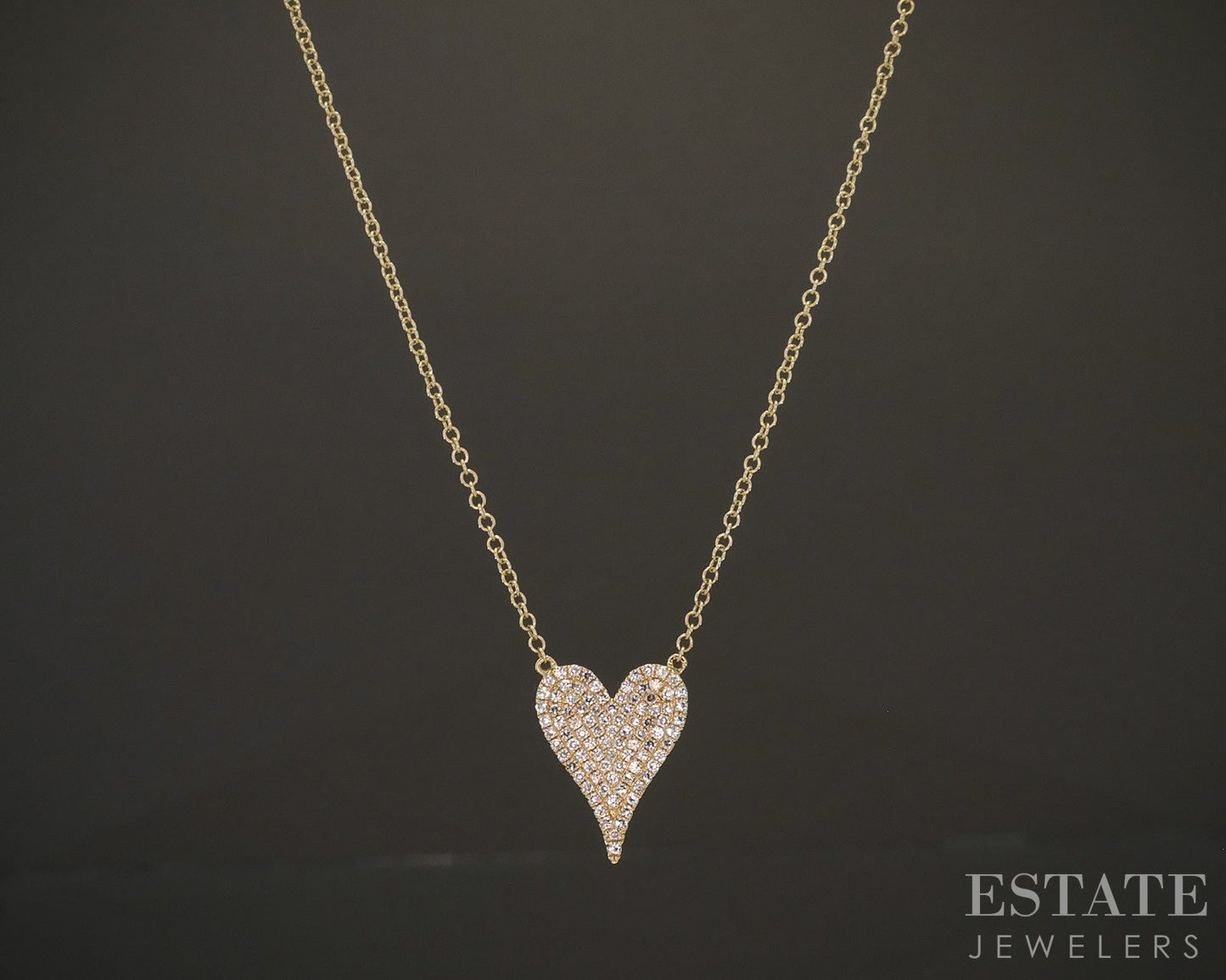 14k Yellow Gold Shy Creations Natural Diamond Heart Necklace 2.4g 18"L p17918b