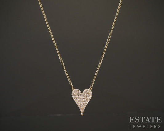 14k Yellow Gold Shy Creations Natural Diamond Heart Necklace 2.4g 18"L p17918b