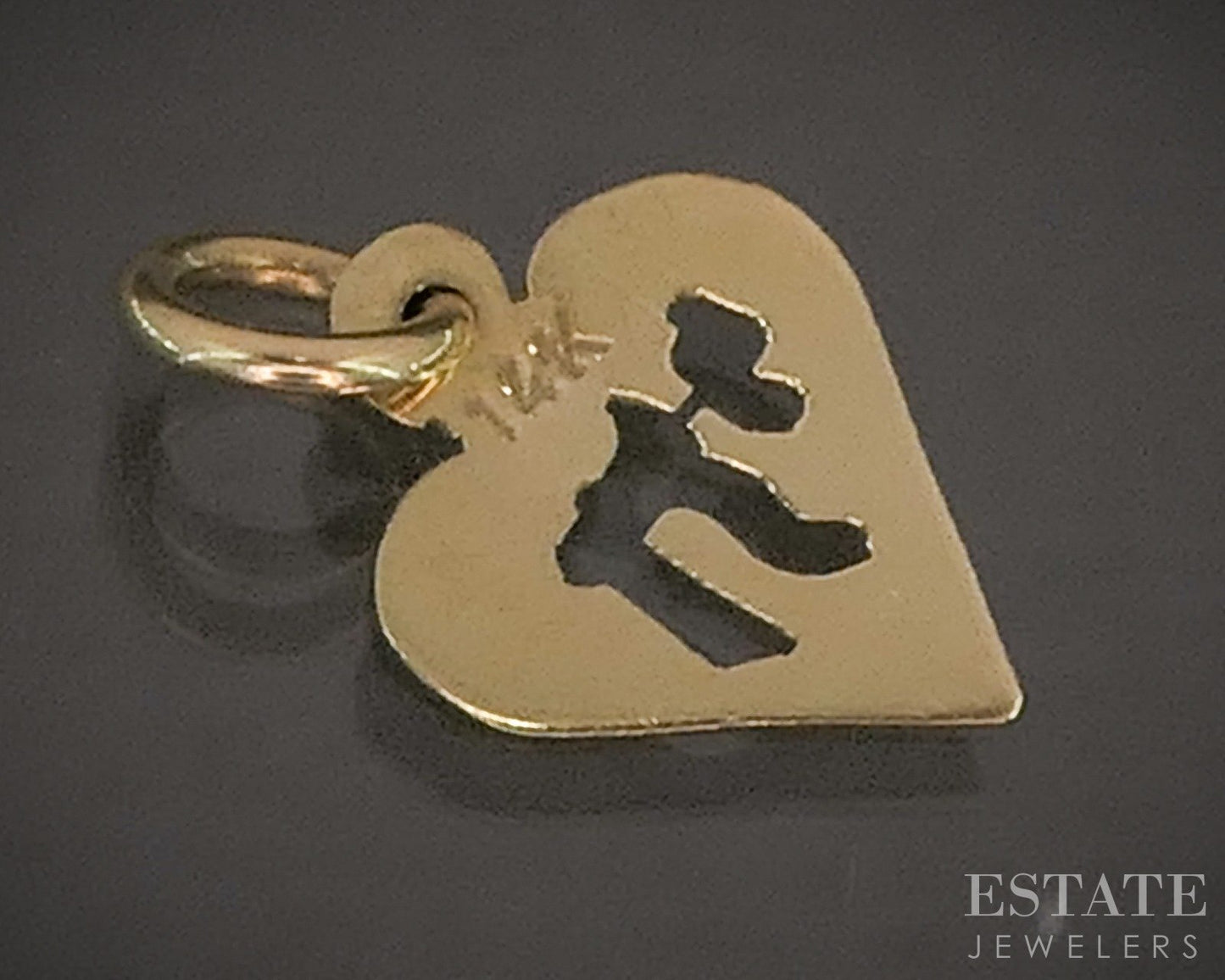 14k Yellow Gold Chai "Life" Judaism Cut Out Heart Charm 0.3g p17159b