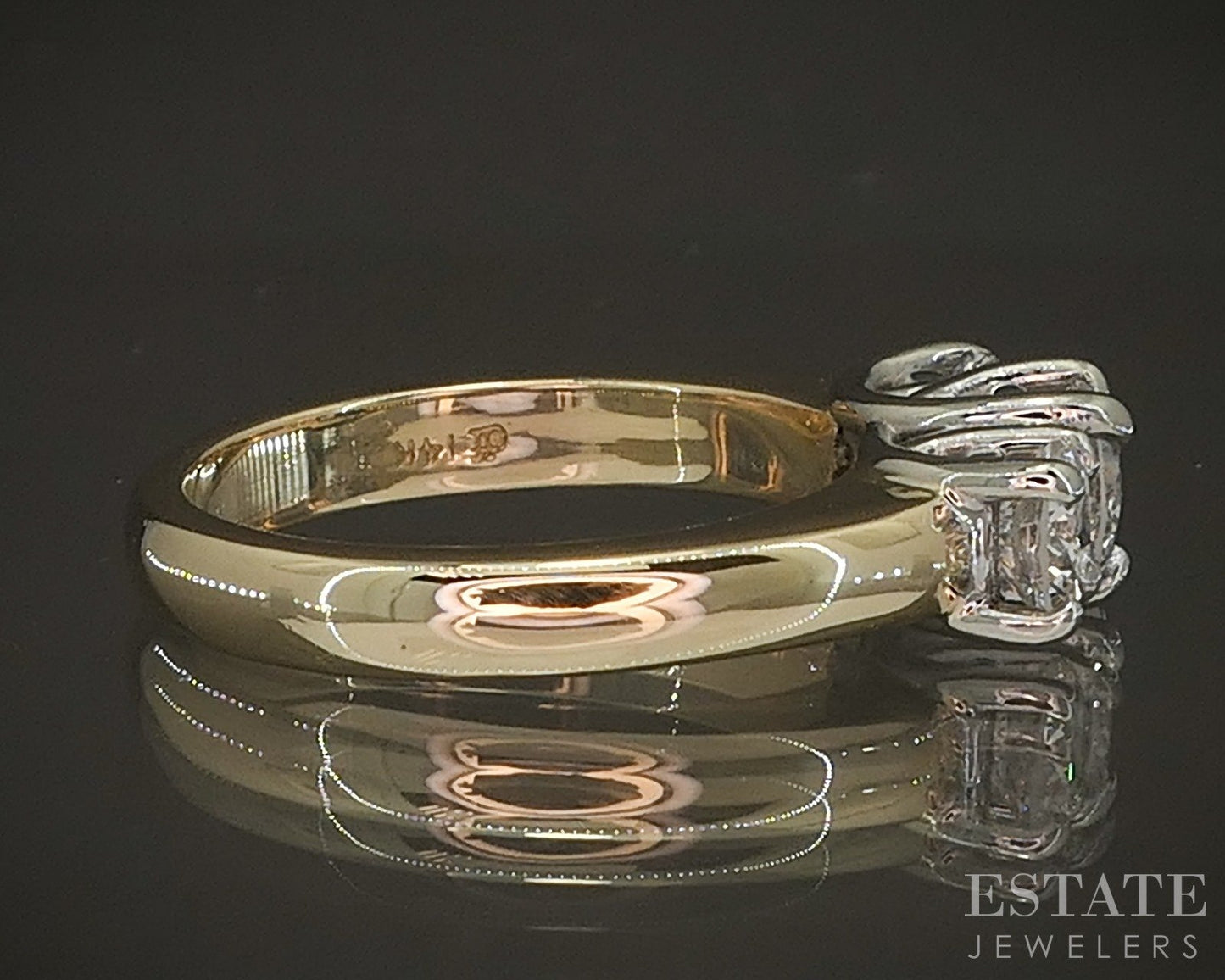 14k Yellow Gold Natural 1.15ctw Diamond Three Stone Engagement Ring 5.8g p17091b