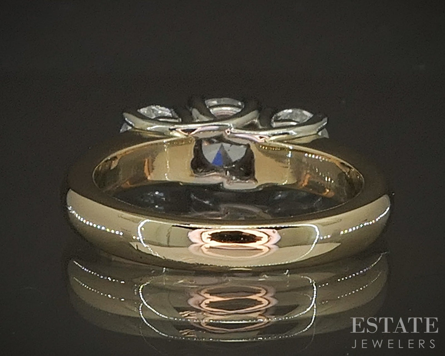 14k Yellow Gold Natural 1.15ctw Diamond Three Stone Engagement Ring 5.8g p17091b