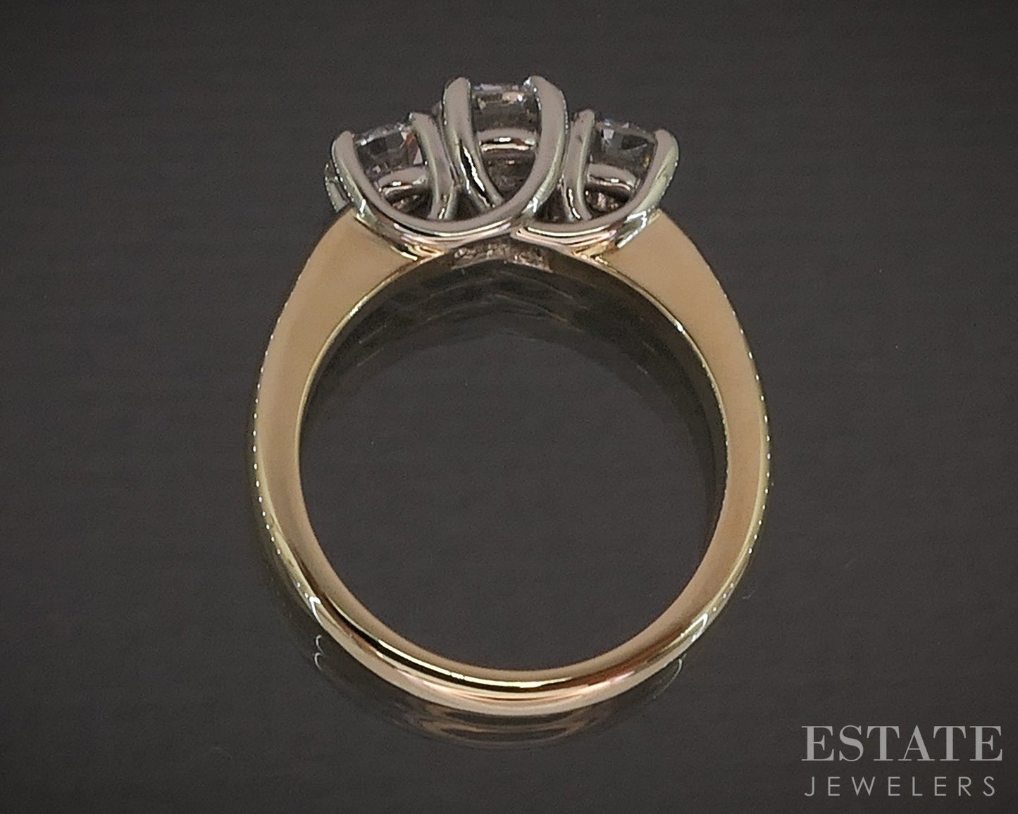 14k Yellow Gold Natural 1.15ctw Diamond Three Stone Engagement Ring 5.8g p17091b