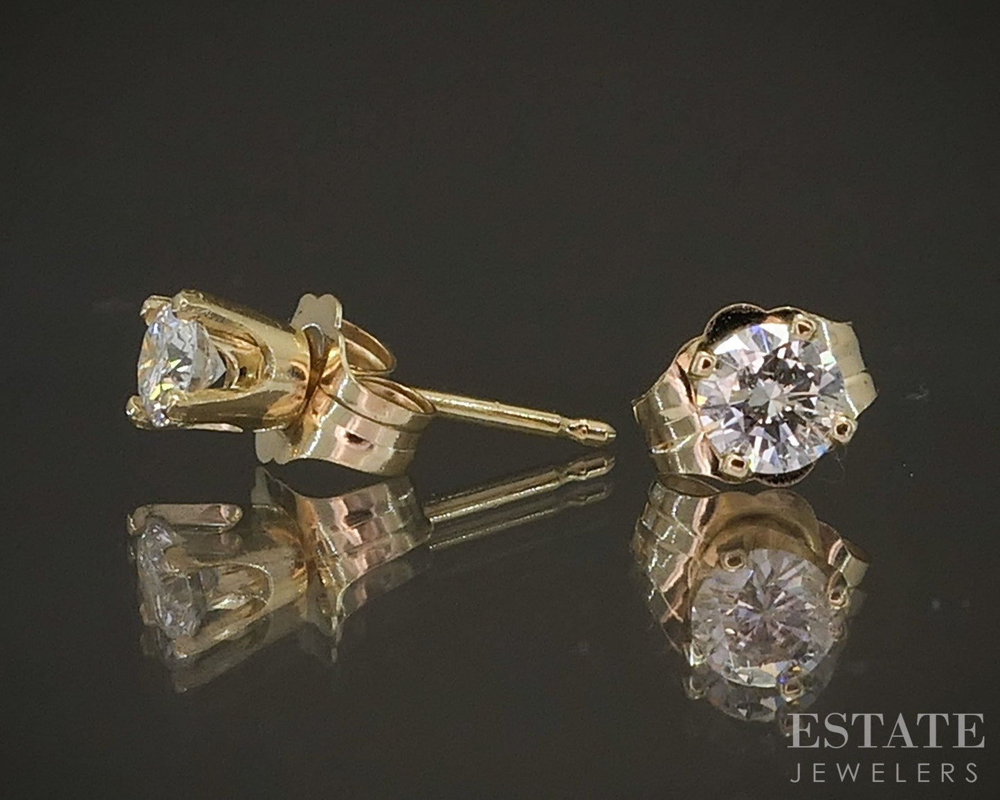 14K Yellow Gold Round Natural .30ctw Diamond Stud Earrings p16854b