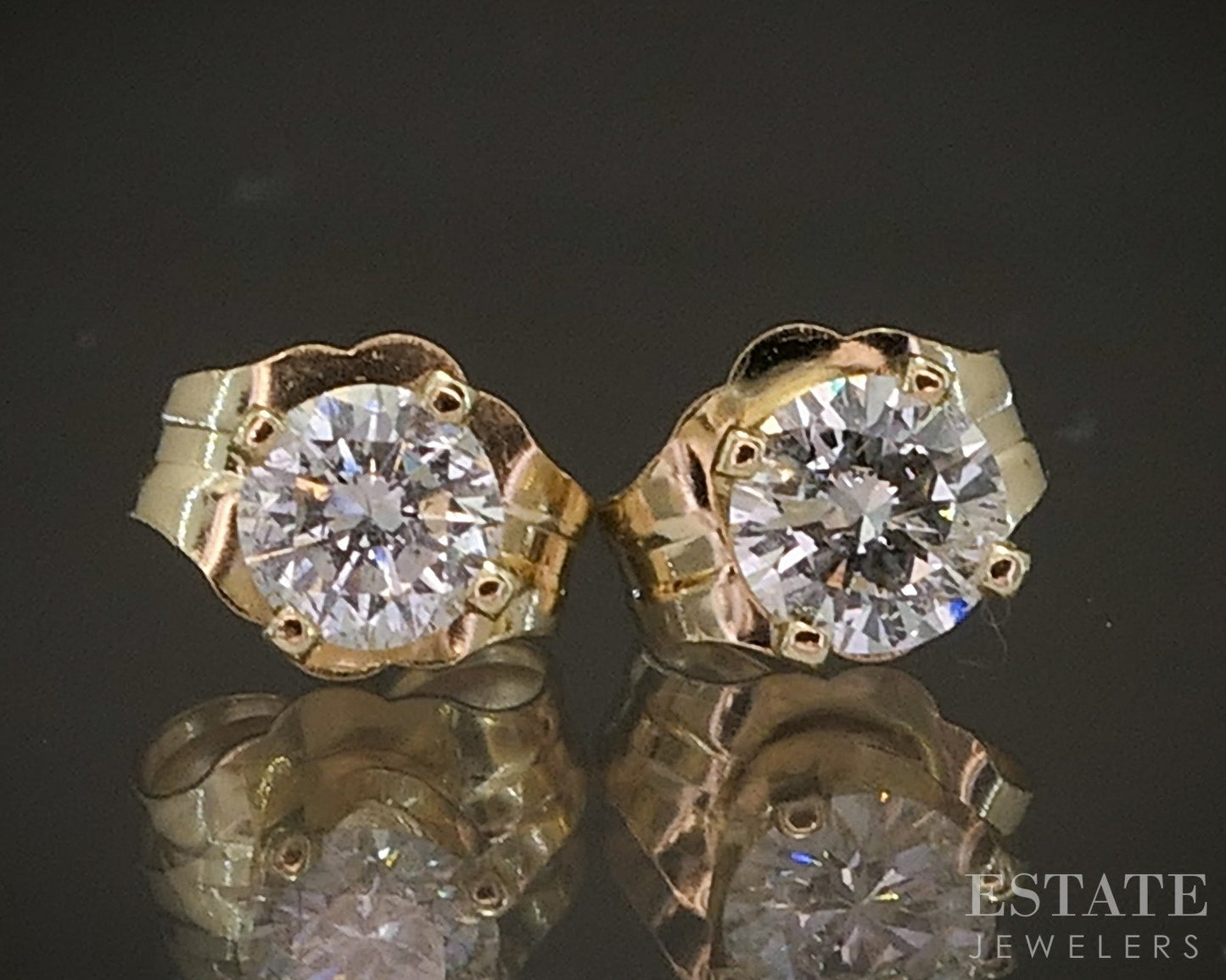 14K Yellow Gold Round Natural .30ctw Diamond Stud Earrings p16854b