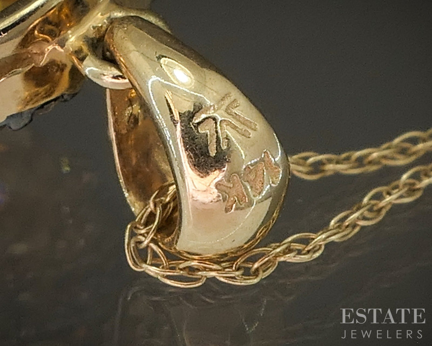 14k Honey Gold LeVian Natural Citrine & Diamond Necklace 4.5g 18"L p14948