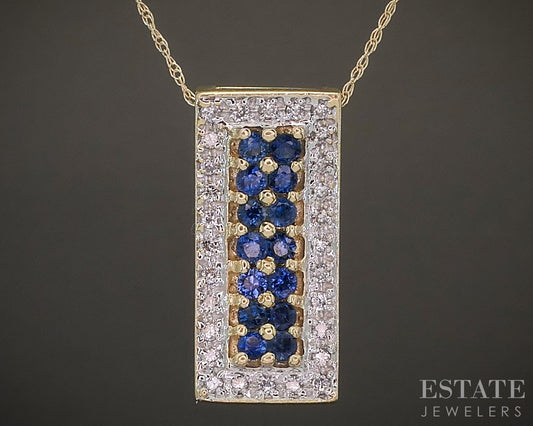 14k Yellow Gold Sonia B. Natural Blue Sapphire & Diamond Necklace 3.4g p15625