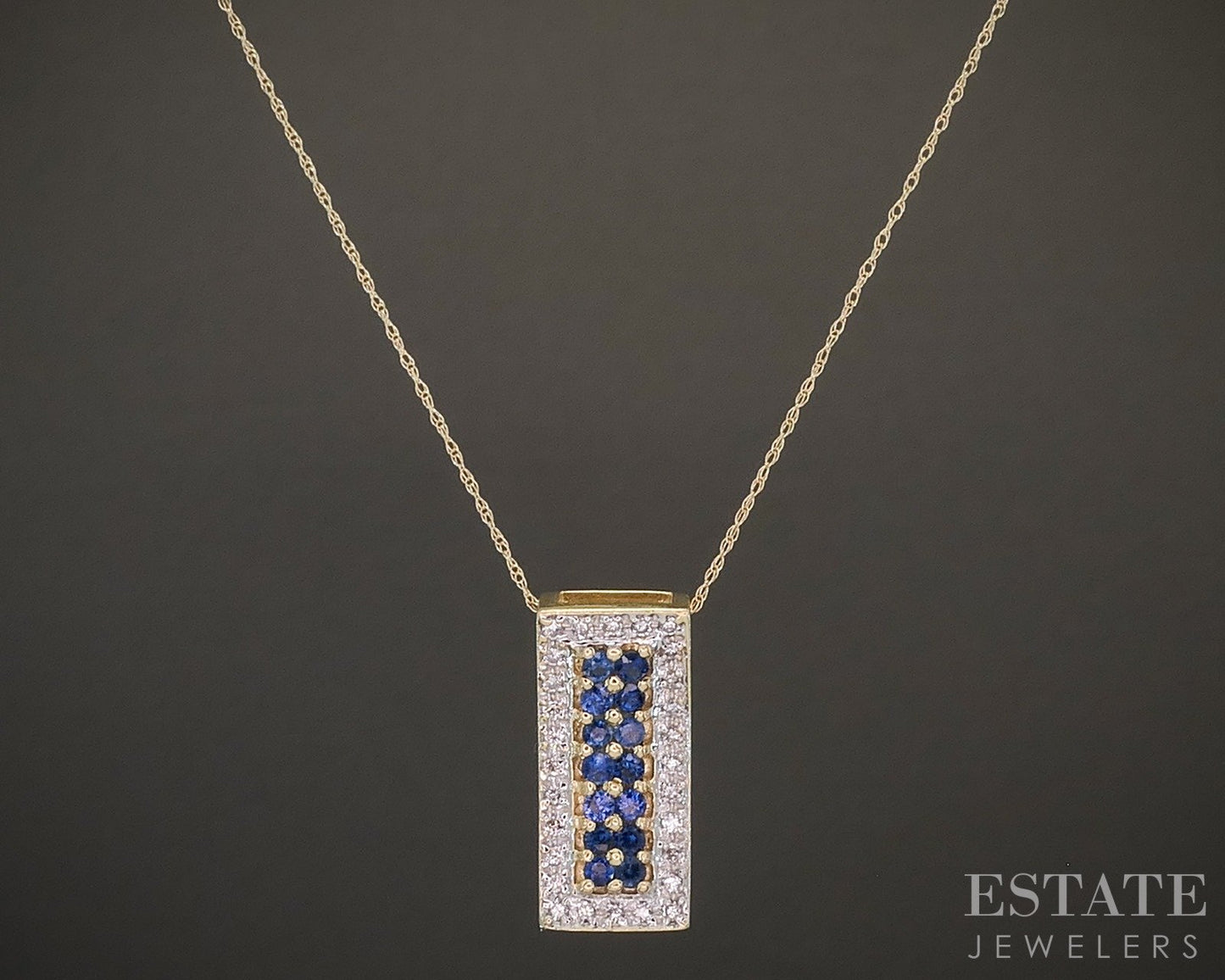 14k Yellow Gold Sonia B. Natural Blue Sapphire & Diamond Necklace 3.4g p15625