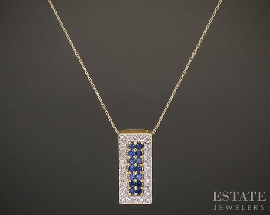 14k Yellow Gold Sonia B. Natural Blue Sapphire & Diamond Necklace 3.4g p15625