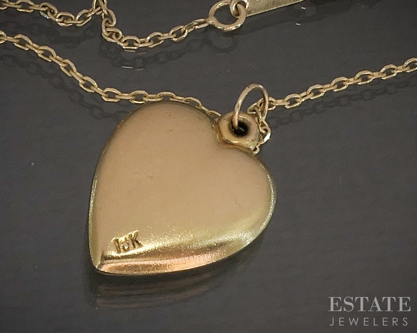 10k Yellow Gold Puffy Heart Compass Charm Ladies Necklace 2.8g 18"L p20442