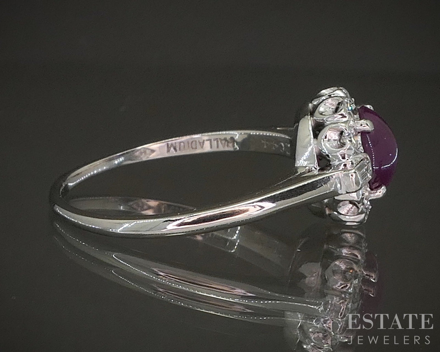 Vintage Palladium Natural Star Ruby & Diamond Ladies Ring 3.4g p20453